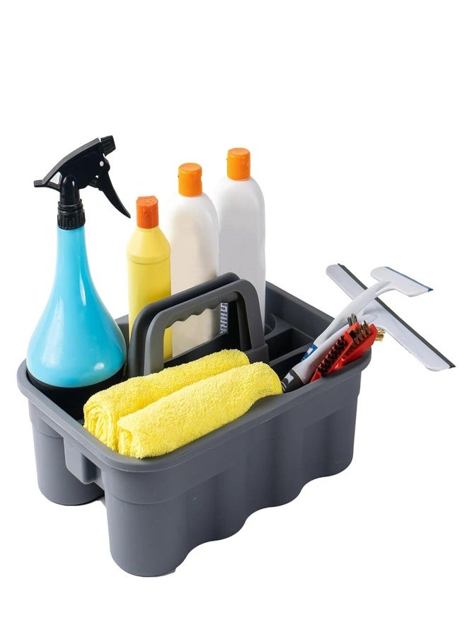 AMIGOS STORE™ 2-Compartment Industrial Caddy Basket - Durable Grey Utility Organizer with Handle for Cleaning Tools, Bathrooms, and Floors - Image 3